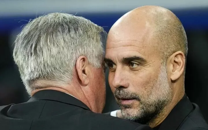 Carlo Ancelotti (Real Madrid) và Pep Guardiola (Man City)