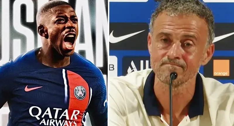 Dembele và HLV PSG Luis Enrique
