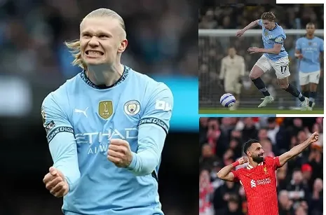 Erling Haaland, Kevin de Bruyne và Mo Salah dẫn đầu bảng