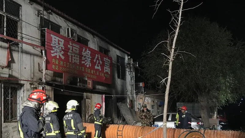 Hiện trường vụ hỏa hoạn. Ảnh: China Daily