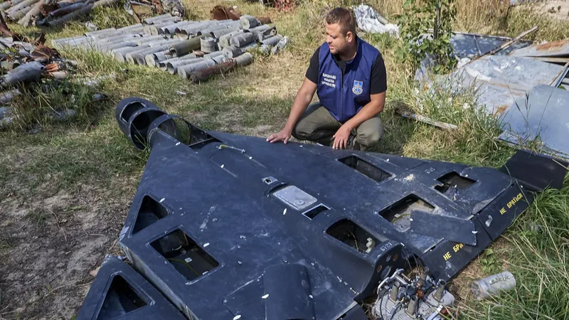 Một máy bay không người lái của Nga bị bắn hạ ở Ukraine. Ảnh: EPA