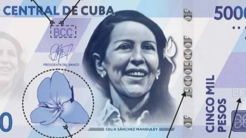 Ngân hàng Trung ương Cuba giới thiệu tiền giấy mệnh giá 5.000 peso Cuba. Ảnh: cibercuba.com