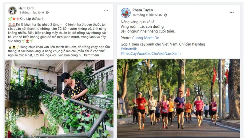 Những câu chuyện đời thường nhưng rất dễ thương như “Khu tập thể xanh” hay “Đường chạy bộ giữa hàng cây” được chia sẻ trong các bài đăng tham gia chiến dịch 