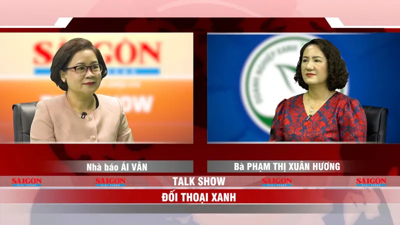 Bà Phạm Thị Xuân Hương, Tổng giám đốc Công ty Cổ phần Dược phẩm OPC tham gia chương trình "Đối thoại xanh"