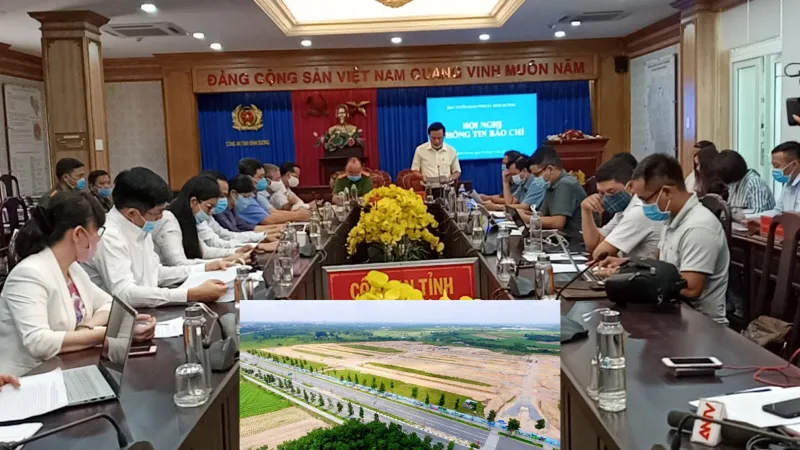 Đại diện Ban Tuyên giáo Tỉnh ủy Bình Dương phát biểu tại buổi họp báo