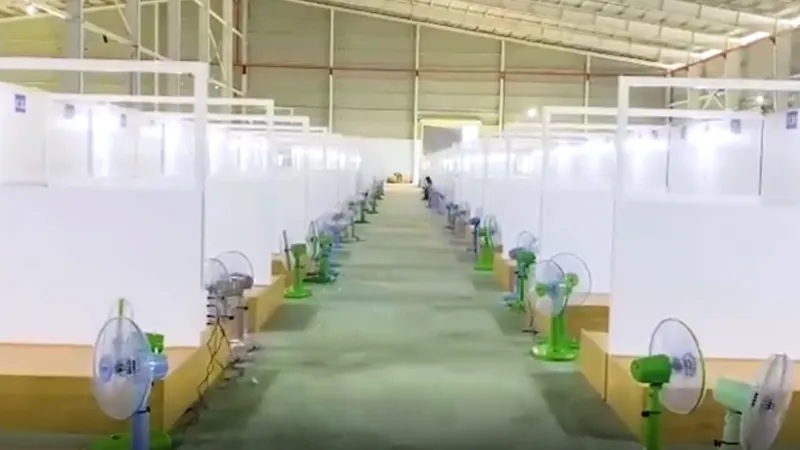 Bệnh viện dã chiến số 4 tại huyện Bàu Bàng được gấp rút xây dựng để đưa vào hoạt động