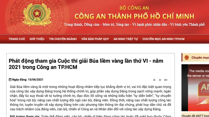 Phát động tham gia Cuộc thi giải Búa liềm vàng trong lực lượng Công an TPHCM