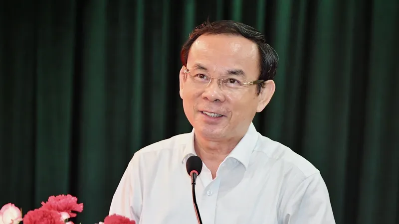 Bí thư Thành ủy TPHCM Nguyễn Văn Nên phát biểu chỉ đạo tại hội nghị triển khai công tác kiểm sát năm 2023 của ngành kiểm sát TPHCM. Ảnh: VIỆT DŨNG