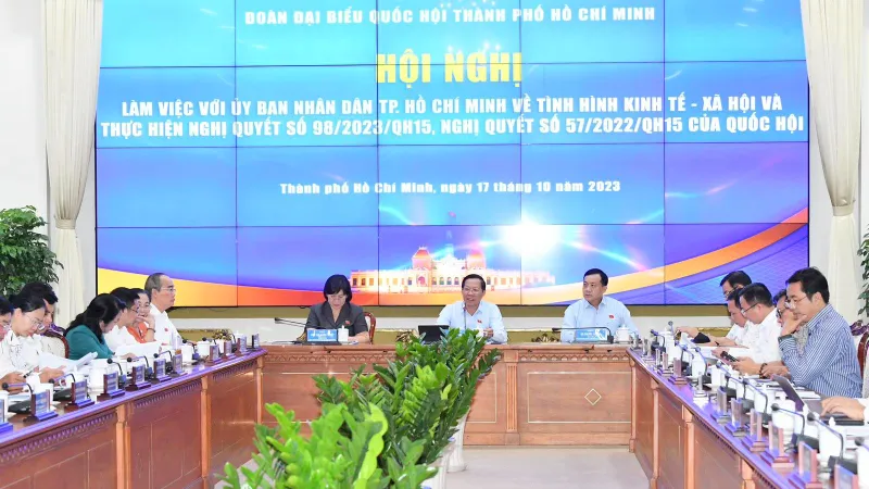 Đoàn ĐBQH TPHCM làm việc với UBND TPHCM về thực hiện Nghị quyết 98 của Quốc hội