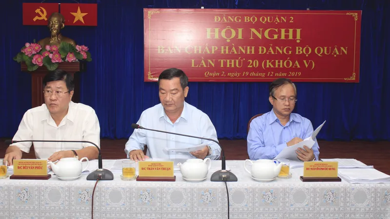 Lãnh đạo quận 2 chủ trì hội nghị Ban Chấp hành Đảng bộ quận 2.