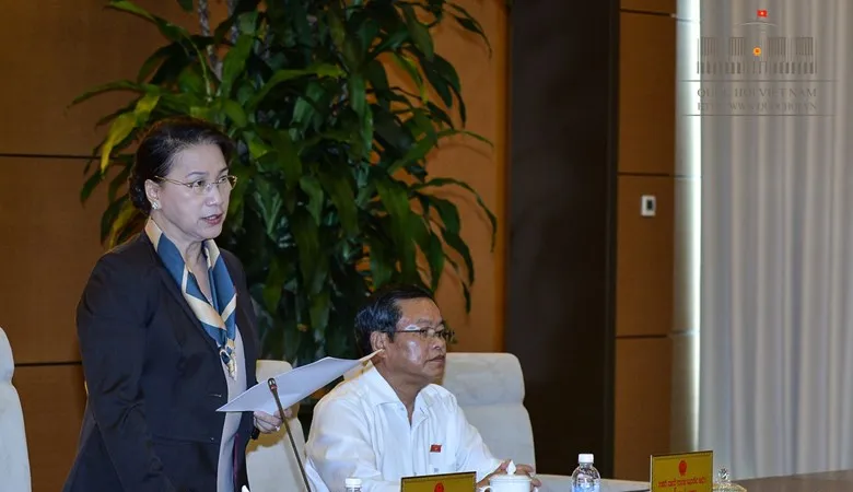 Chủ tịch Quốc hội Nguyễn Thị Kim Ngân phát biểu bế mạc phiên họp thứ 14 của UBTVQH