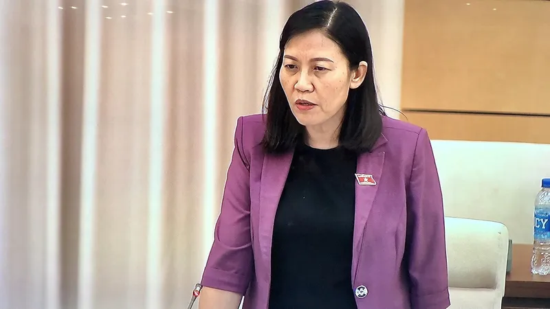 Chủ nhiệm Ủy ban Tư pháp Lê Thị Nga phát biểu tại cuộc họp 