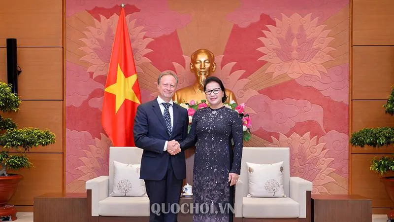 Chủ tịch Quốc hội Nguyễn Thị Kim Ngân và Đại sứ, Trưởng phái đoàn Liên minh Châu Âu tại Việt Nam Bruno Angelet