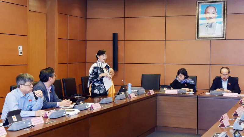 Nguyên Chủ tịch HĐND TPHCM, ĐB Nguyễn Thị Quyết Tâm phát biểu tại phiên họp tổ sáng 29-10-2019. Ảnh: VIẾT CHUNG 