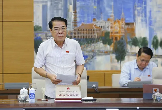 Trưởng Ban Dân nguyện Dương Thanh Bình báo cáo tại phiên họp. Ảnh: TTXVN 