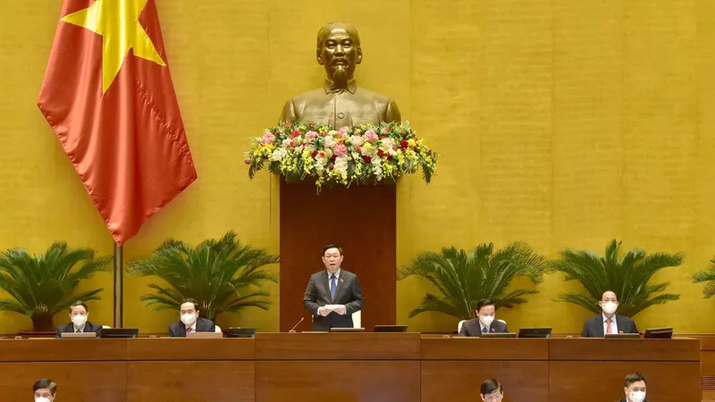 Chủ tịch Quốc hội Vương Đình Huệ điều hành phiên chất vấn. Ảnh: QUANG PHÚC 