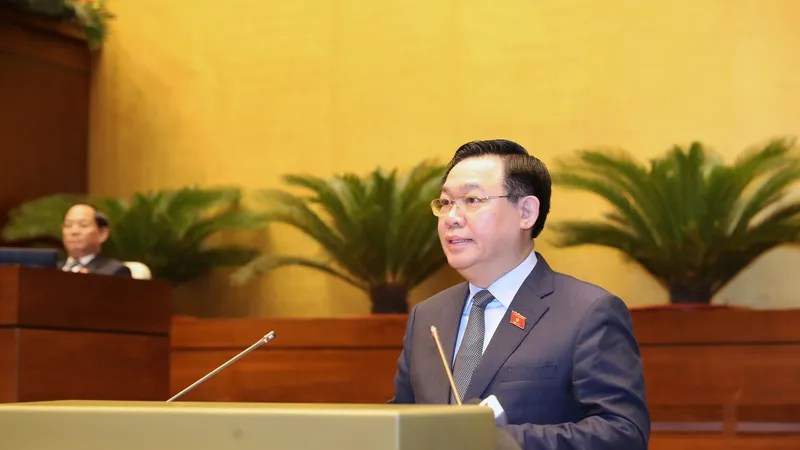 Chủ tịch Quốc hội Vương Đình Huệ phát biểu khai mạc hội nghị. Ảnh: QUANG PHÚC 