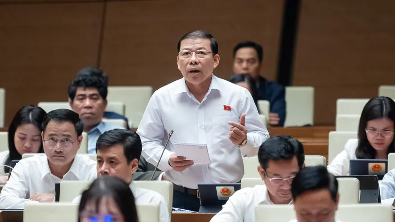ĐB Nguyễn Thanh Sang, Phó viện trưởng Viện Kiểm sát Nhân dân TPHCM phát biểu tại nghị trường chiều 22-11