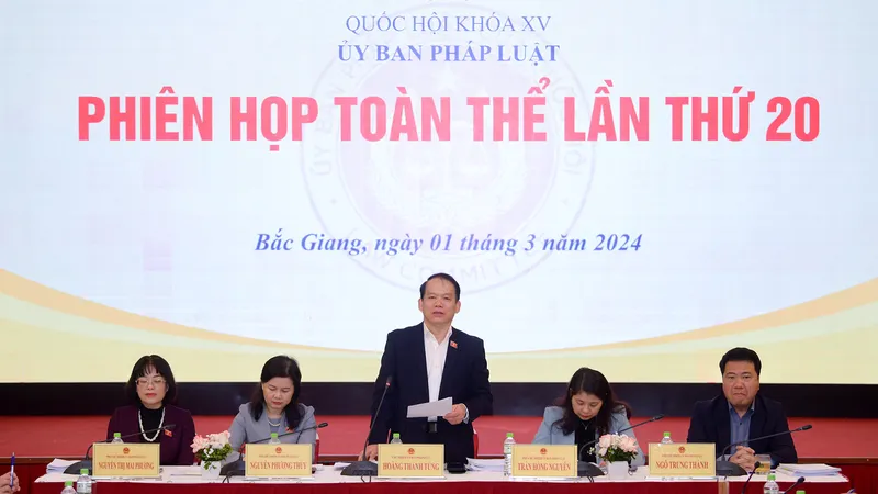 Chủ nhiệm Ủy ban Pháp luật Hoàng Thanh Tùng chủ trì phiên họp 