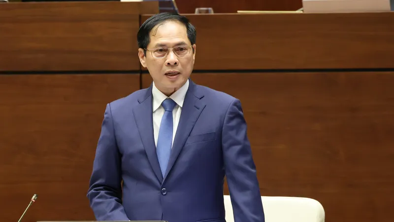Bộ trưởng Bộ Ngoại giao Bùi Thanh Sơn trả lời chất vấn. Ảnh: QUANG PHÚC