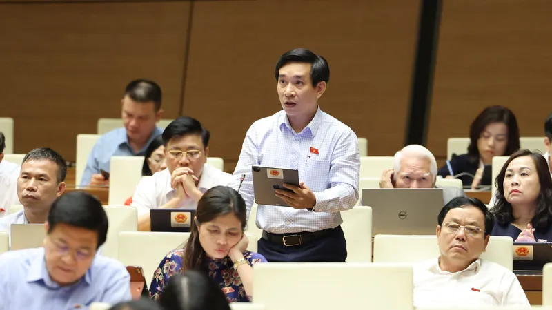 ĐB Nguyễn Văn Cảnh (Bình Định) phát biểu chiều 27-6. Ảnh: QUANG PHÚC 