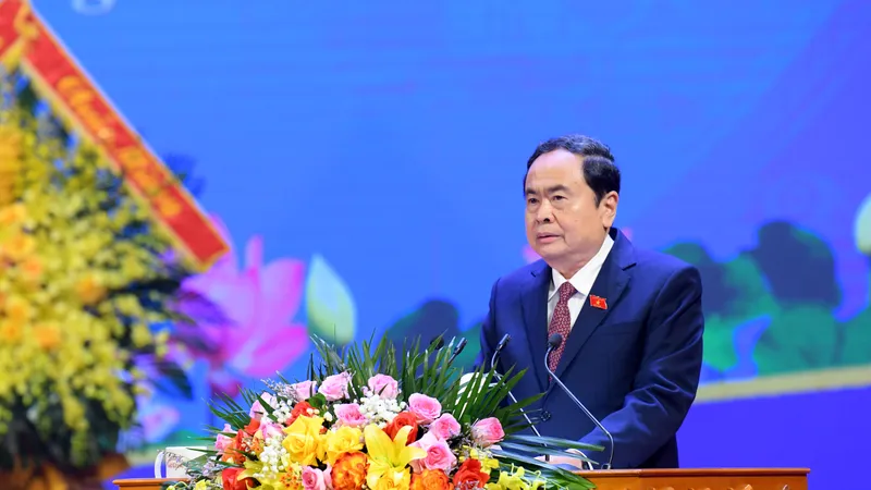 Chủ tịch Quốc hội Trần Thanh Mẫn phát biểu tại sự kiện. Ảnh: Lâm Hiển 