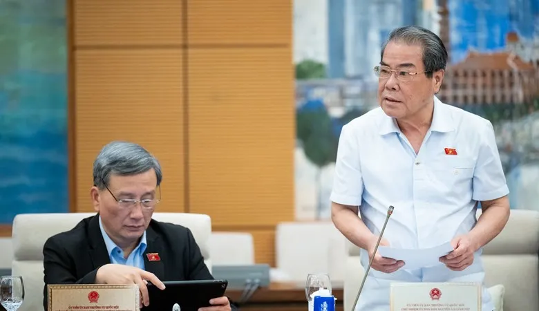 Chủ nhiệm Ủy ban Dân nguyện và Giám sát Dương Thanh Bình báo cáo tại phiên họp 
