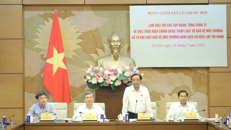 Phó Chủ tịch Quốc hội Lê Minh Hoan, Trưởng Đoàn giám sát của Quốc hội, chủ trì cuộc làm việc