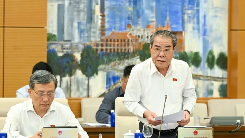 Chủ nhiệm Ủy ban Dân nguyện và Giám sát Dương Thanh Bình báo cáo về công tác dân nguyện. Ảnh: VIẾT CHUNG
