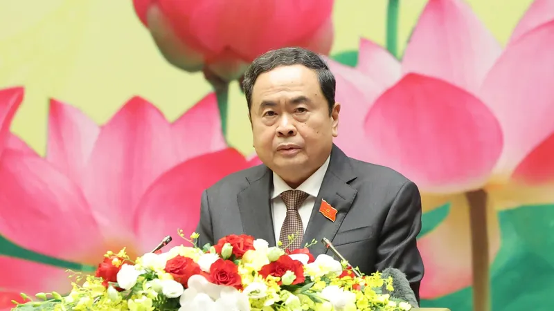 Ủy viên Bộ Chính trị, Bí thư Đảng ủy Quốc hội, Chủ tịch Quốc hội Trần Thanh Mẫn phát biểu khai mạc Đại hội. Ảnh: QUANG PHÚC