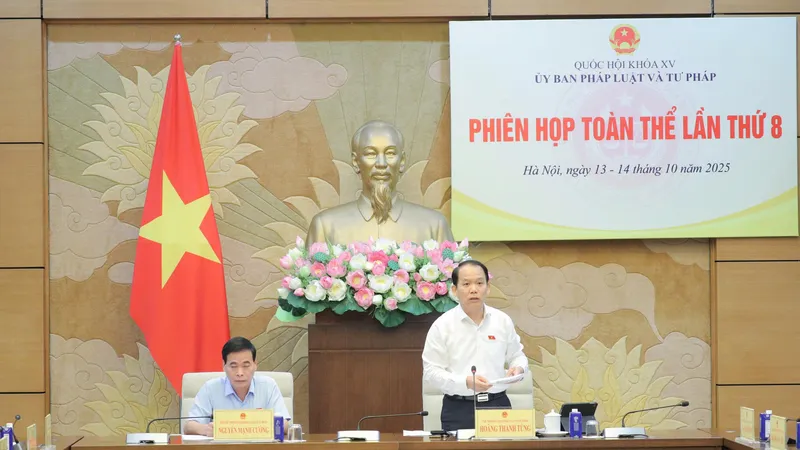 Chủ nhiệm Ủy ban Pháp luật và Tư pháp Hoàng Thanh Tùng chủ trì phiên họp
