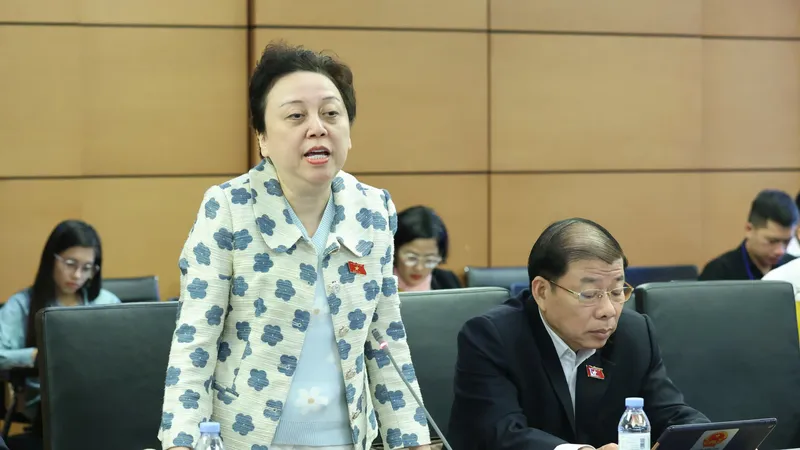 ĐB Phạm Khánh Phong Lan (TPHCM) phát biểu sáng 17-11. Ảnh: QUANG PHÚC 