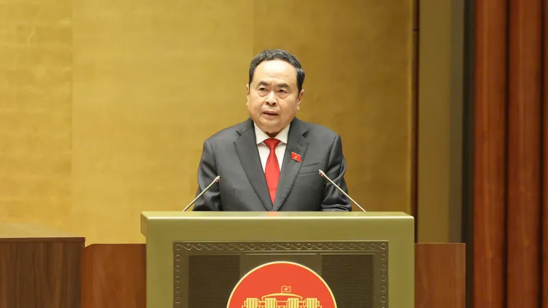 Chủ tịch Quốc hội khóa XV Trần Thanh Mẫn phát biểu khai mạc kỳ họp. Ảnh: QUANG PHÚC 