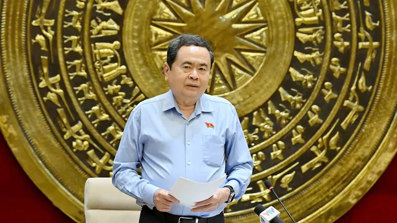 Chủ tịch Quốc hội Trần Thanh Mẫn phát biểu tại cuộc làm việc với Thường trực Hội đồng Dân tộc. Ảnh: VIẾT CHUNG