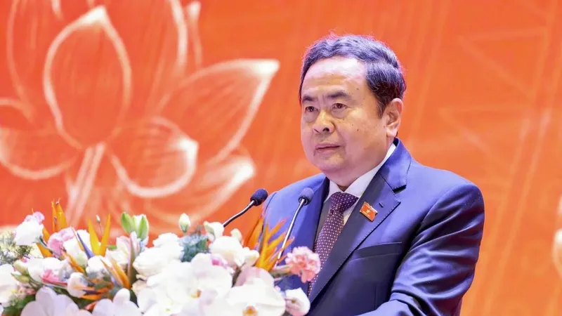 Chủ tịch Quốc hội Trần Thanh Mẫn phát biểu bế mạc hội nghị. Ảnh: VIẾT CHUNG