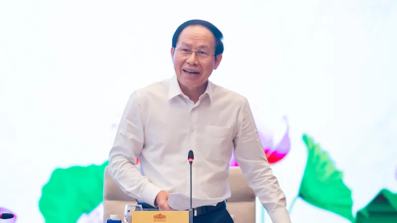Phó Thủ tướng Lê Tiến Châu phát biểu tại hội nghị triển khai thực hiện định hướng lập pháp nhiệm kỳ Quốc hội khóa XVI. Ảnh: CẨM HÀ 