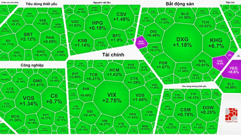 Khối ngoại tăng mua ròng, chứng khoán ngập tràn sắc xanh
