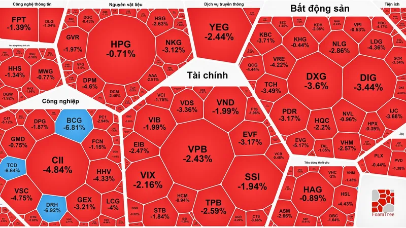 VN-Index giảm sâu, 2 cổ phiếu bị đưa vào diện kiểm soát