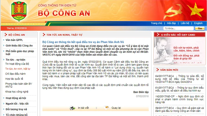 Bộ Công an thông tin kết quả điều tra vụ án Phan Văn Anh Vũ