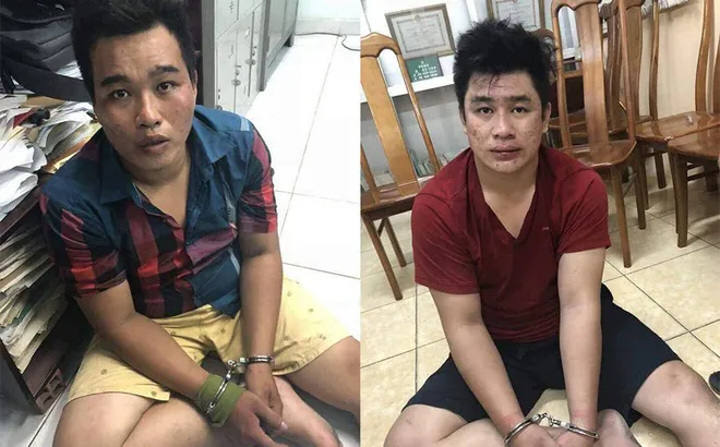 Nghi can Hùng tại công an. Ảnh: CHÍ THẠCH