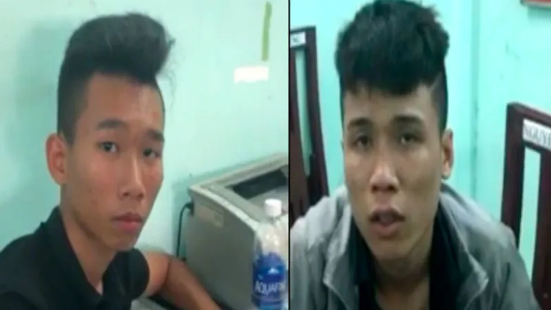 Hai đối tượng tại cơ quan công an.