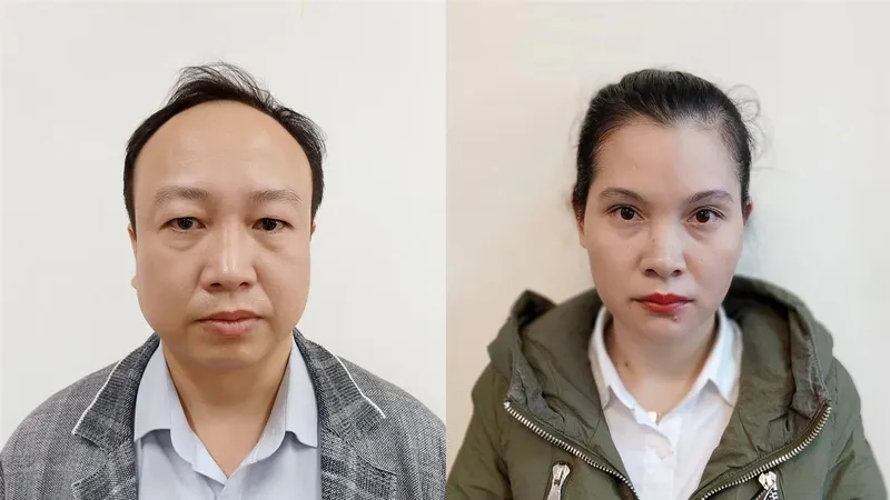 Bị can Nguyễn Đức Toàn và bị can Trần Thị Thanh Tâm.