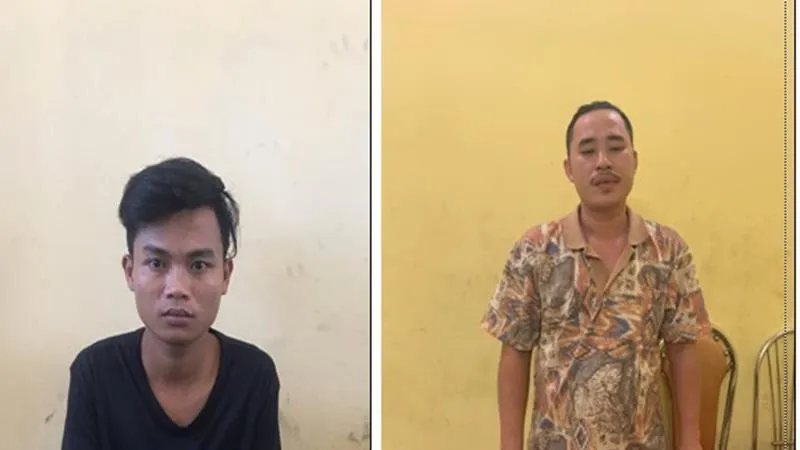 Hai đối tượng Cốp và Duy (từ trái qua phải). Ảnh: CA