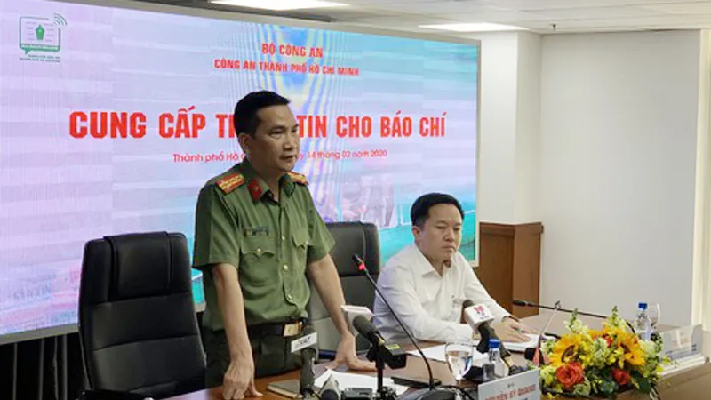 Đại tá Nguyễn Sỹ Quang, Phó Giám đốc Công an TPHCM thông tin vụ việc. Ảnh:C.T