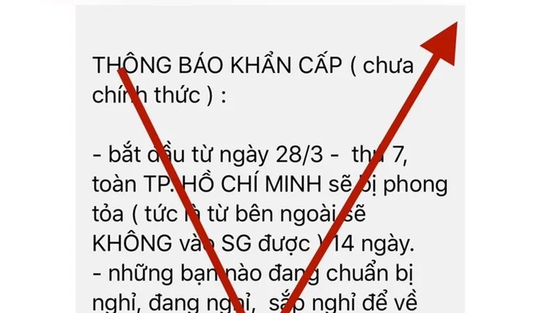 Thông tin “TPHCM sẽ phong tỏa 14 ngày từ 28-3-2020” là hoàn toàn bịa đặt