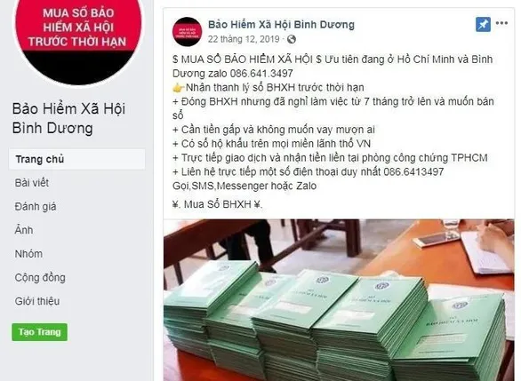 Một trong số những trang "Bảo hiểm xã hội tỉnh Bình Dương" giả mạo các đối tượng lập
