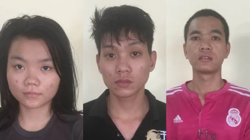 Nhóm đối tượng tại cơ quan công an. Ảnh: CHÍ THẠCH 