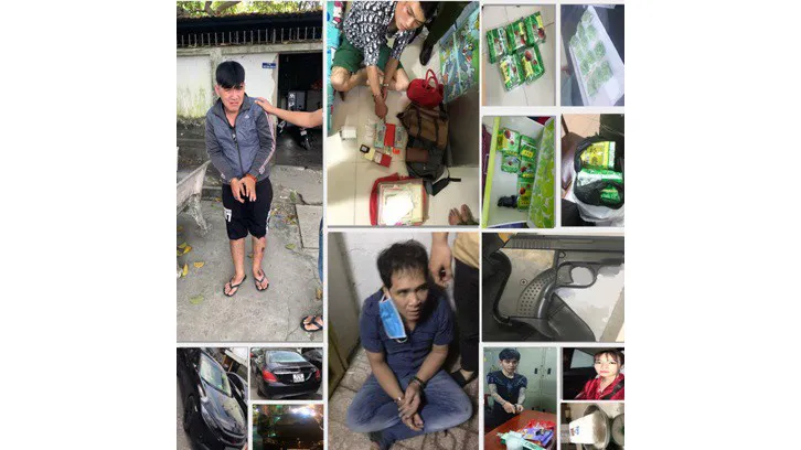 Một số đối tượng cùng tang vật thu giữ. Ảnh: CA