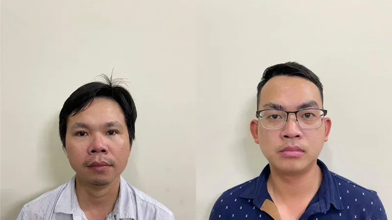Bị can Hiền và bị can Nam tại cơ quan công an 