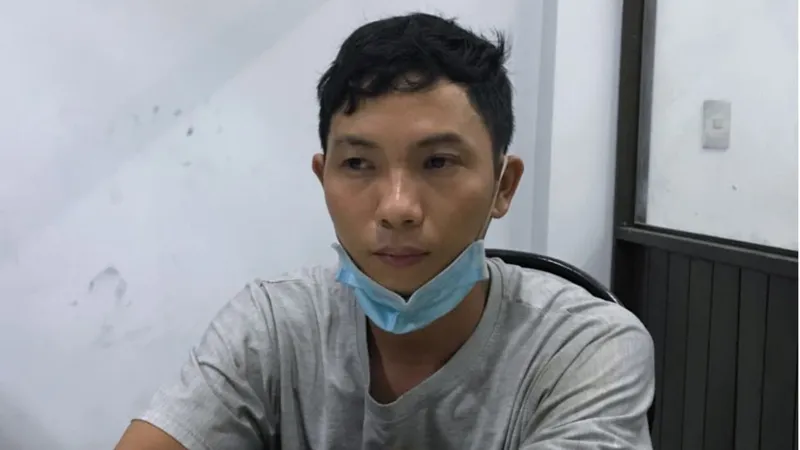 Đối tượng Hiếu tại cơ quan công an